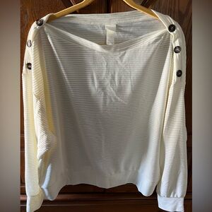 H&M Off-Shoulder Cream Ribbed Sweater – Size XL